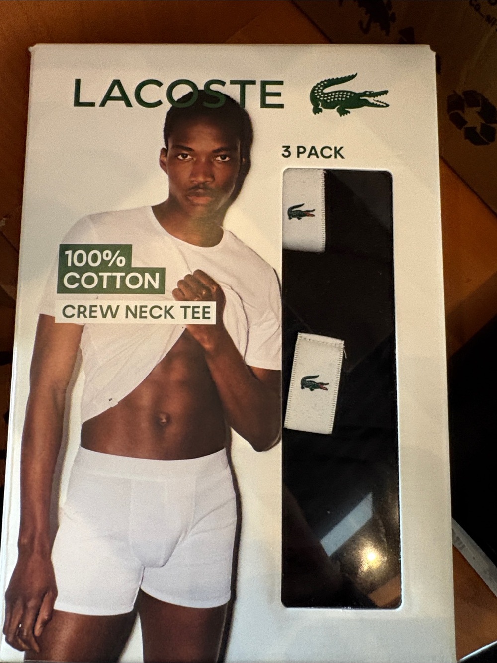 Lacoste Men’s Black Crew Neck 3-Pack Cotton Tees
